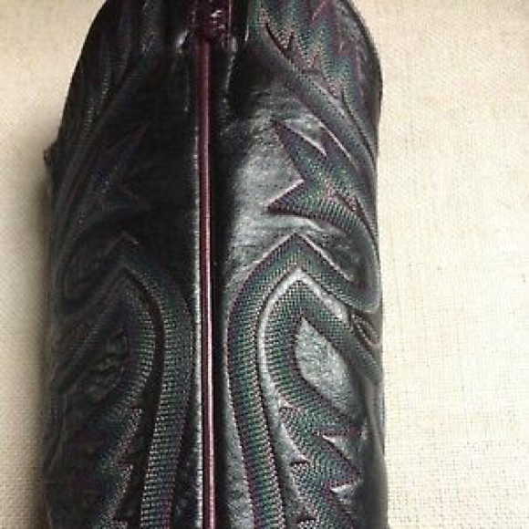 Cowboy Boots Snakeskin Purple Leather Western Heel - Picture 5 of 10